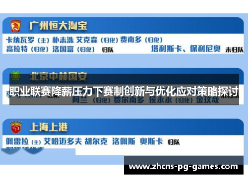 职业联赛降薪压力下赛制创新与优化应对策略探讨
